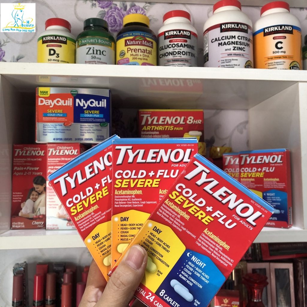 Thuốc trị ho cảm Tylenol Cold & Flu giảm đau, hạ sốt hiệu quả
