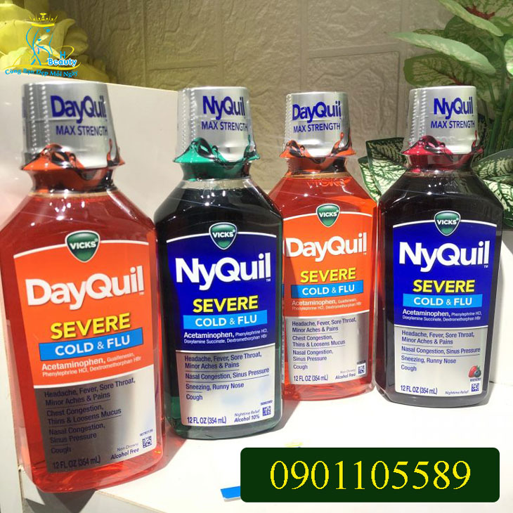 Siro trị ho, cảm lạnh, cảm cúm, giảm đau hạ sốt Dayquil & Nyquil